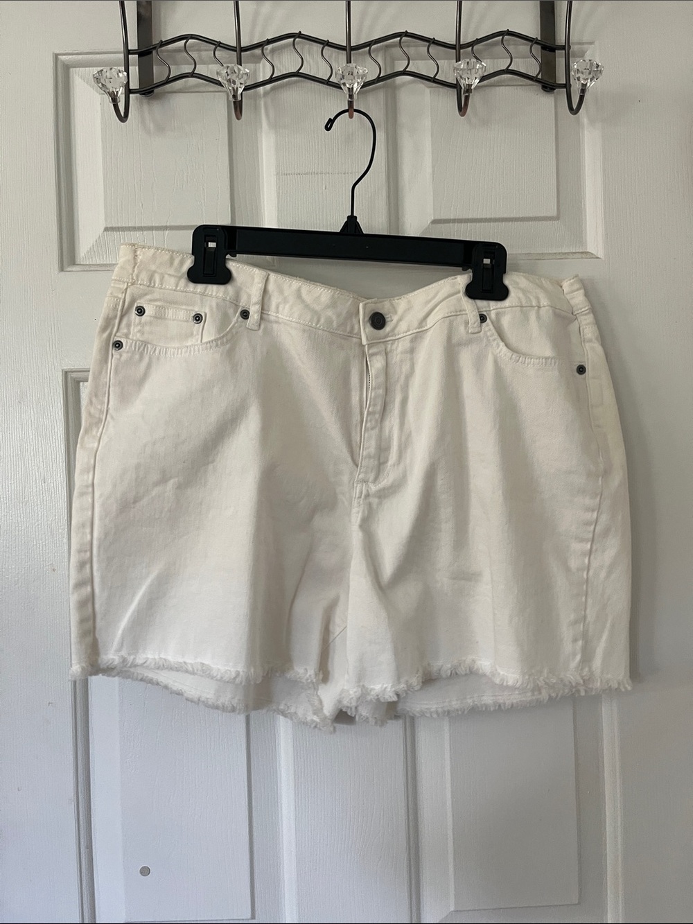 Garnet hill white cutoff denim shorts